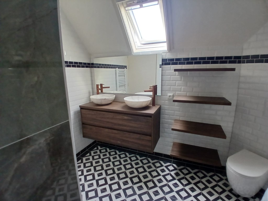 Luxe package bathroom with double vanity